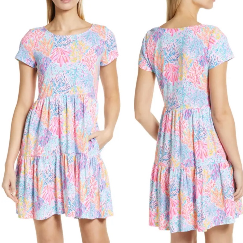 LILLY PULITZER Geanna Floral Ruffle Hem Dress. Size XL. NWT